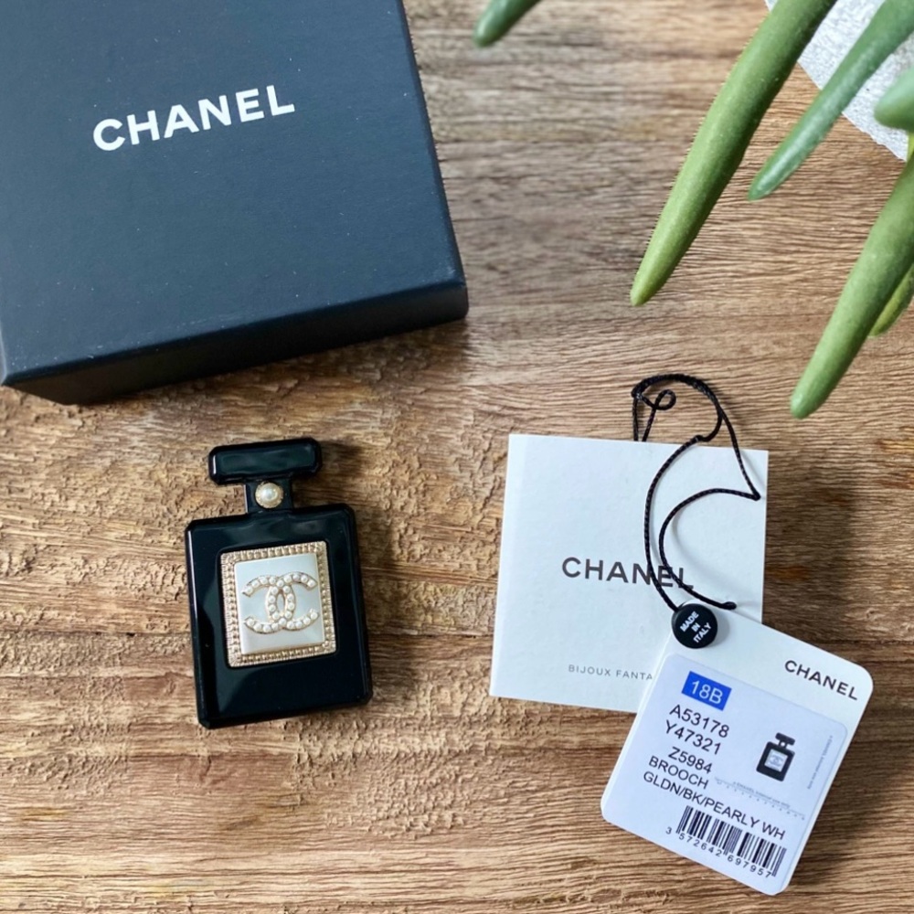 CHANEL Perfume Bottle Pearl Brooch from 2018